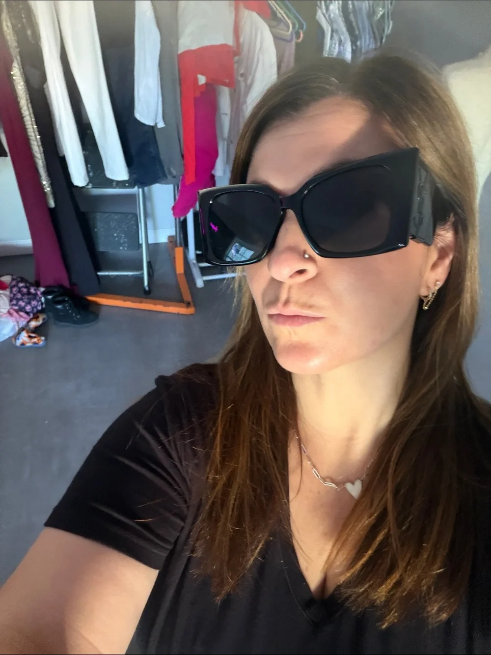 Yves Saint Laurent Women's Black Angular Cat-Eye Sunglasses